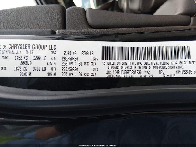 1C4RJEJG6EC291039 Jeep Grand Cherokee Summit