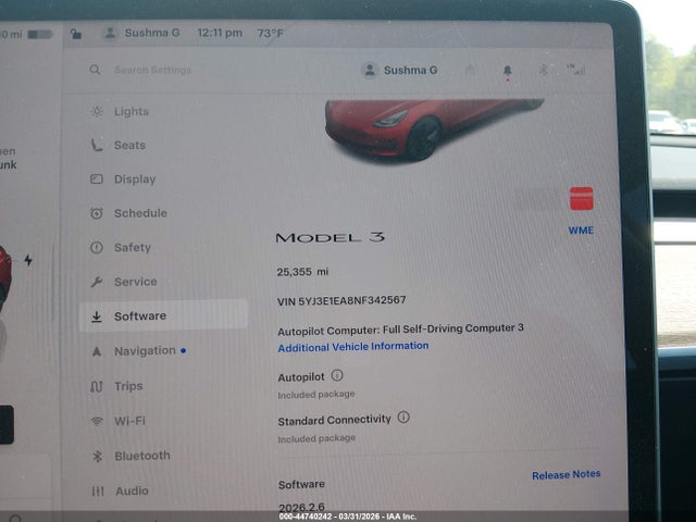Продаж на аукціоні авто 2022 Tesla Model 3 Rear-wheel Drive, vin: 5YJ3E1EA8NF342567, номер лоту: 44740242