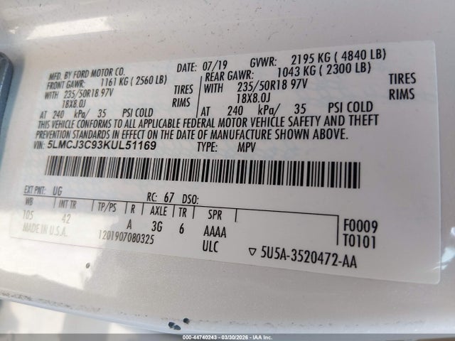 2019 LINCOLN MKC 5LMCJ3C93KUL51169 Photo 8