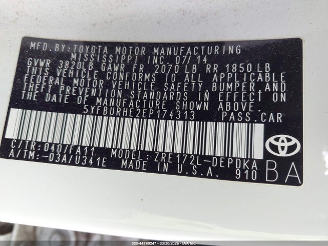 Toyota COROLLA L 2014 5YFBURHE2EP174313 Image 9