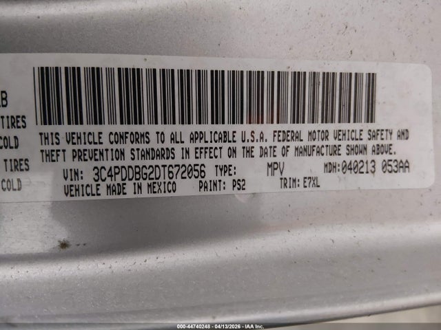 44740248 :رقم المزاد ، 3C4PDDBG2DT672056 vin ، 2013 Dodge Journey Sxt مزاد بيع
