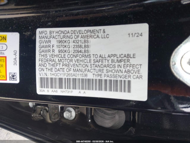 1HGCY1F26SA011538 Honda ACCORD LX