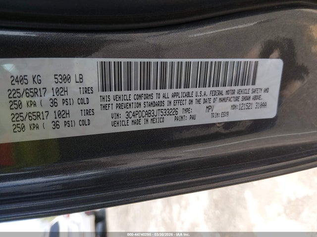 Aukcja sprzedaży 2018 Dodge Journey Se, vin: 3C4PDCAB3JT533226, numer aukcji: 44740295