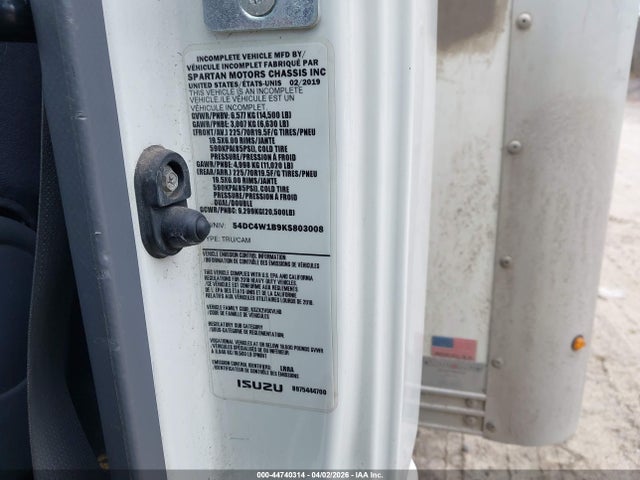 Продаж на аукціоні авто 2019 Isuzu Npr Hd, vin: 54DC4W1B9KS803008, номер лоту: 44740314