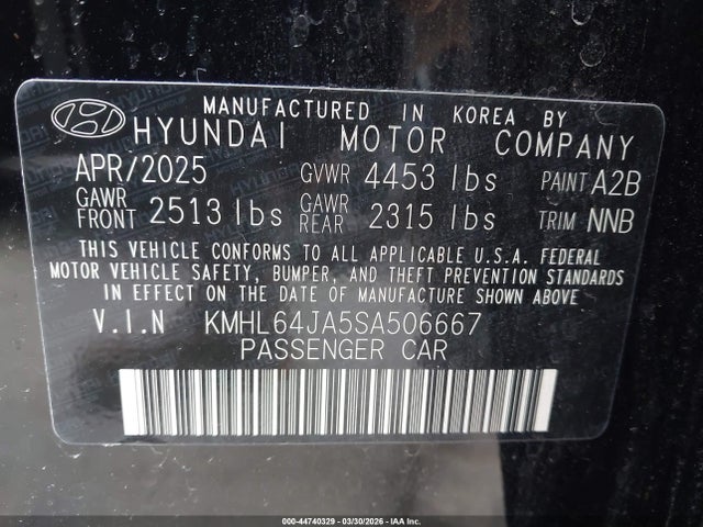 Продаж на аукціоні авто 2025 Hyundai Sonata Sel, vin: KMHL64JA5SA506667, номер лоту: 44740329