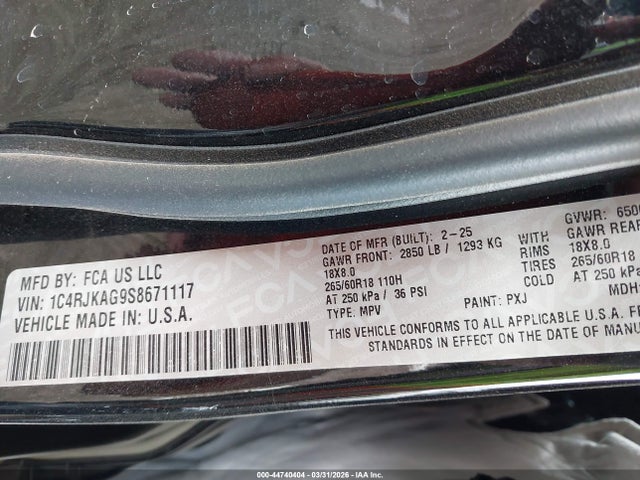 Продаж на аукціоні авто 2025 Jeep Grand Cherokee L Altitude X 4x4, vin: 1C4RJKAG9S8671117, номер лоту: 44740404