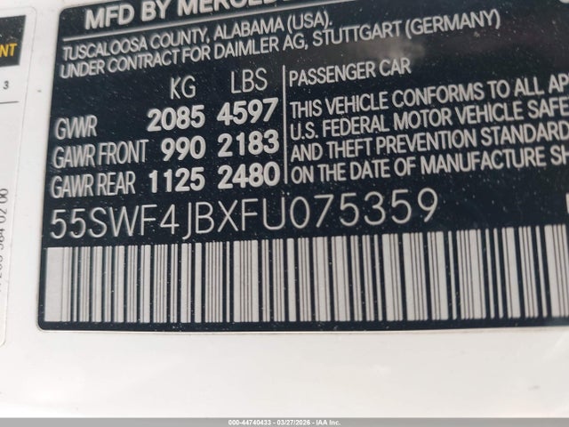 2015 MERCEDES-BENZ C 300 55SWF4JBXFU075359 Photo 8