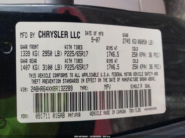 2008 CHRYSLER TOWN & COUNTRY 2A8HR64XX8R132289 Photo 8