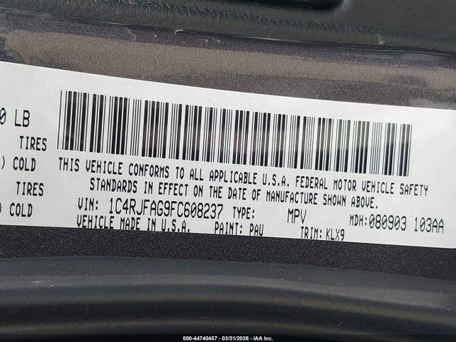 1C4RJFAG9FC608237 Jeep Grand Cherokee Altitude