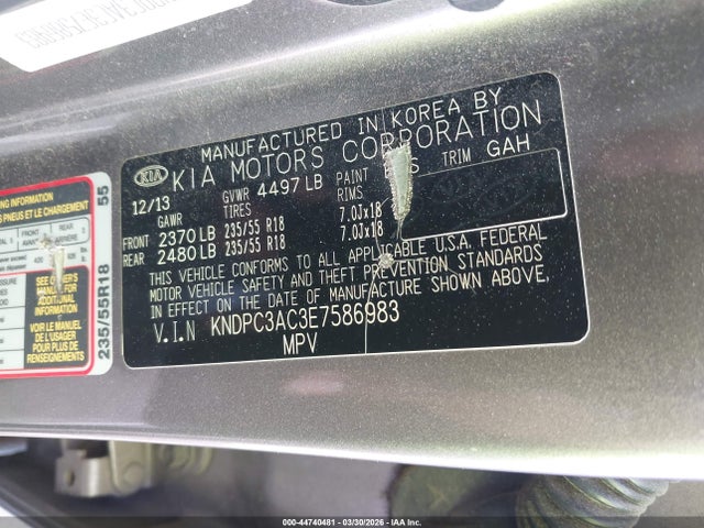 Продаж на аукціоні авто 2014 Kia Sportage Ex, vin: KNDPC3AC3E7586983, номер лоту: 44740481