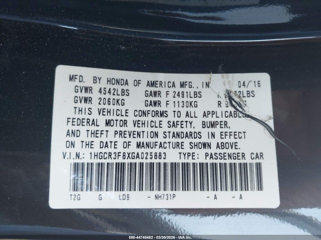 1HGCR3F8XGA025883 Honda Accord Ex-l V-6