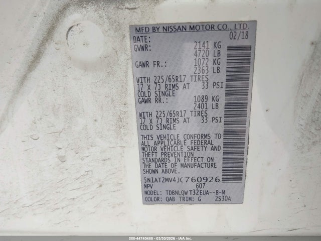 Nissan ROGUE SV 2018 5N1AT2MV4JC760926 Image 9