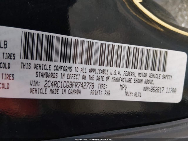Продажа на аукционе авто 2015 Chrysler Town & Country Touring-l, vin: 2C4RC1CG9FR742778, номер лота: 44740533