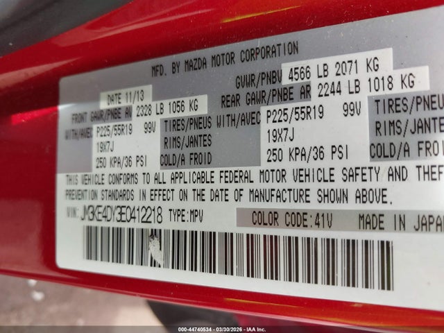 Aukcja sprzedaży 2014 Mazda Cx-5 Grand Touring, vin: JM3KE4DY3E0412218, numer aukcji: 44740534