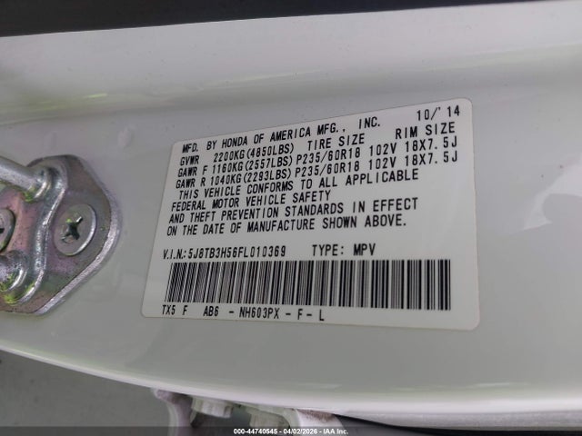 Продажа на аукционе авто 2015 Acura Rdx, vin: 5J8TB3H56FL010369, номер лота: 44740545