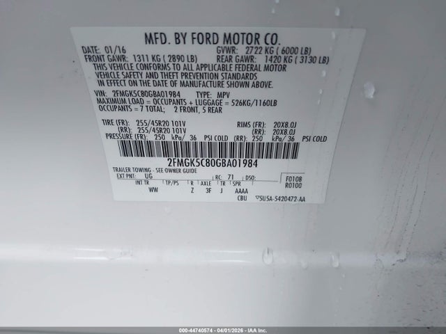 Ford FLEX SEL 2016 2FMGK5C80GBA01984 Image 9