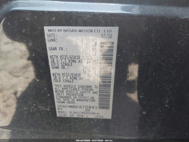 Nissan Pathfinder Sv 2016 5N1AR2MMBGC670841 Image 9