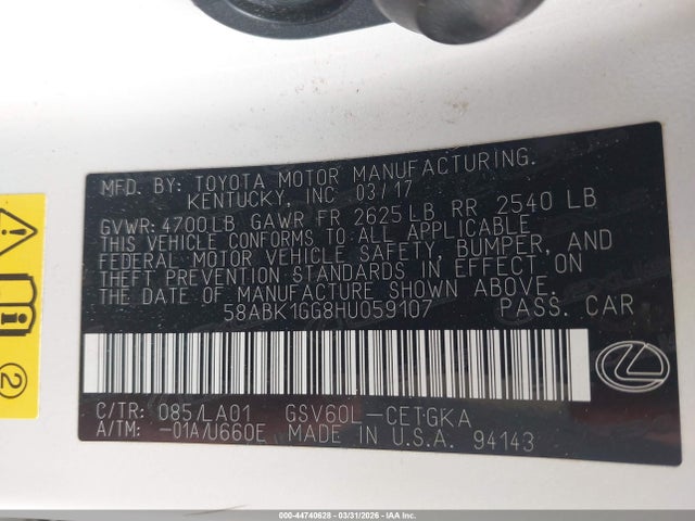 2017 LEXUS ES 350 58ABK1GG8HU059107 Photo 8