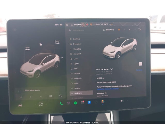 Aukcja sprzedaży 2020 Tesla Model Y Long Range Dual Motor All-wheel Drive, vin: 5YJYGDEEXLF043616, numer aukcji: 44740694