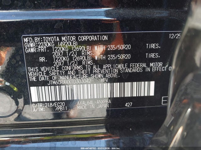 2026 Toyota Rav4 Xse მანქანა იყიდება აუქციონზე, vin: JTM6CRAVXTD303042, აუქციონის ნომერი: 44740702