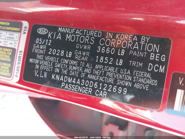2013 KIA RIO KNADM4A30D6122699 Photo 8