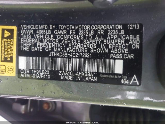Продаж на аукціоні авто 2013 Lexus Ct 200h, vin: JTHKD5BH4D2172621, номер лоту: 44740778