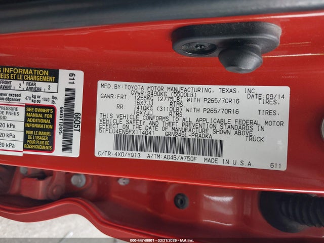 Toyota Tacoma Trd Pro 2015 5TFLU4EN5FX114041 Image 9