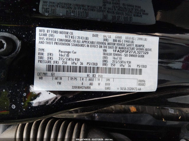 2018 FORD FOCUS 1FADP3F27JL327329 Photo 8