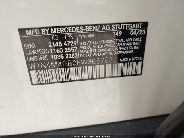 Продаж на аукціоні авто 2023 Mercedes-benz Glb 250, vin: W1N4M4GB0PW308788, номер лоту: 44740843