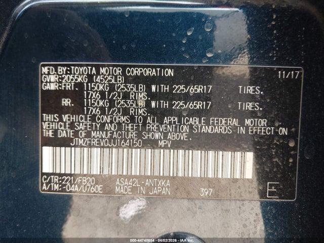 JTMZFREV0JJ164150 Toyota RAV4 LE