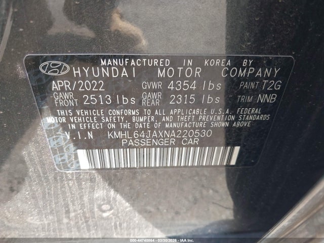 2022 HYUNDAI SONATA KMHL64JAXNA220530 Photo 8