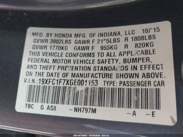 Honda Civic Ex-l 2016 19XFC1F7XGE001153 Image 9