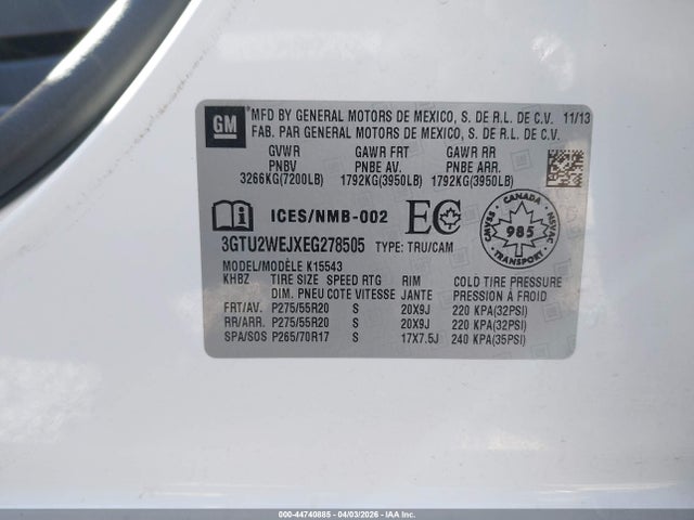 2014 GMC SIERRA 1500 3GTU2WEJXEG278505 Photo 8