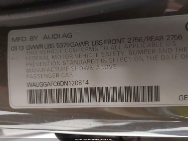 2013 AUDI A6 WAUGGAFC6DN120814 Photo 8