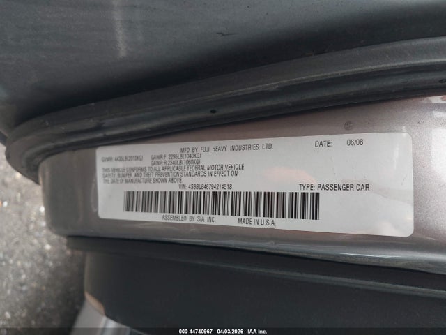 Продажа на аукционе авто 2009 Subaru Legacy 3.0r, vin: 4S3BL846794214518, номер лота: 44740967