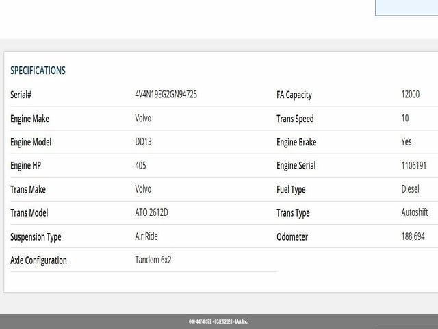 Auction sale of the 2016 Volvo Vn Vnl, vin: 4V4N19EG2GN947250, lot number: 44740972