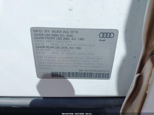 2016 AUDI Q5 WA1W7AFP8GA037019 Photo 8