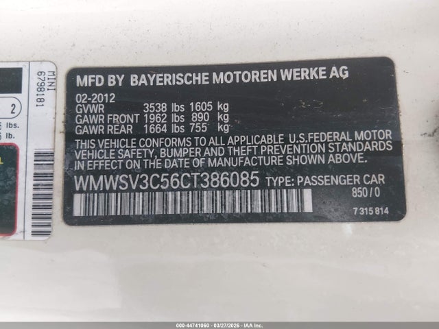 2012 MINI COOPER S WMWSV3C56CT386085 Photo 8