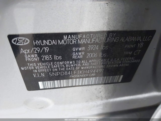 2019 HYUNDAI ELANTRA 5NPD84LF3KH494491 Photo 8