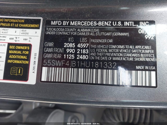 55SWF4JB1HU181332 Mercedes-Benz C 300