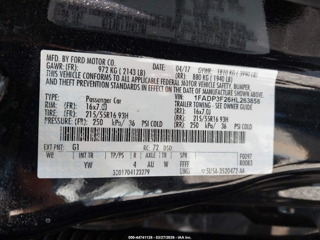 1FADP3F26HL263858 Ford FOCUS SE