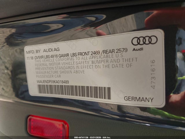 Aukcja sprzedaży 2019 Audi A5 45 Premium, vin: WAUENDF59KA018489, numer aukcji: 44741136