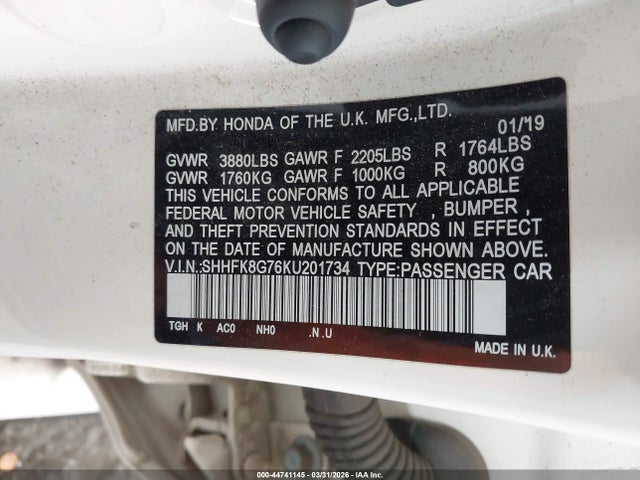 SHHFK8G76KU201734 Honda Civic Type R Touring