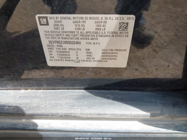 Продаж на аукціоні авто 2013 Cadillac Srx Luxury Collection, vin: 3GYFNCE38DS522464, номер лоту: 44741167