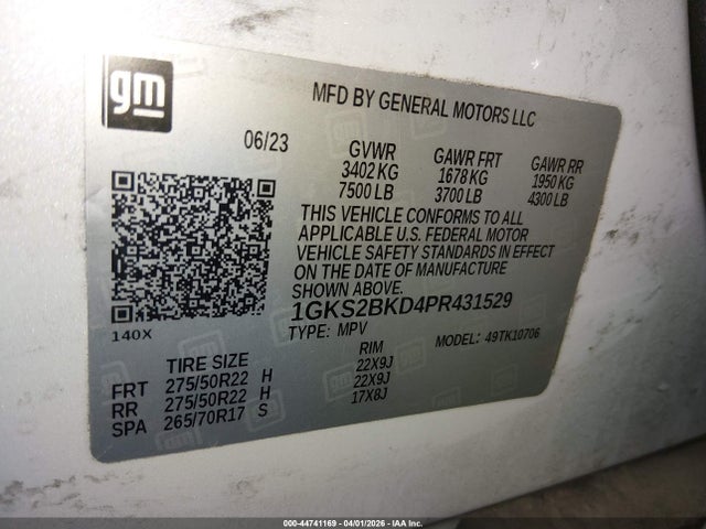 Продажа на аукционе авто 2023 Gmc Yukon 4wd Slt, vin: 1GKS2BKD4PR431529, номер лота: 44741169