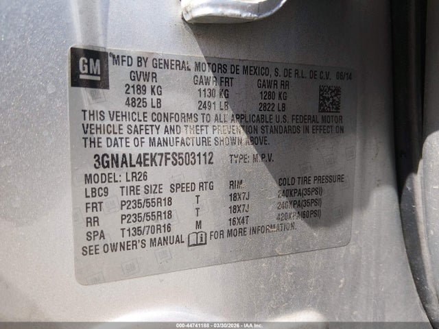 3GNAL4EK7FS503112 Chevrolet Captiva Sport Ltz
