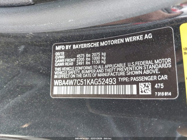 Продаж на аукціоні авто 2019 Bmw 440i, vin: WBA4W7C51KAG52493, номер лоту: 44741201
