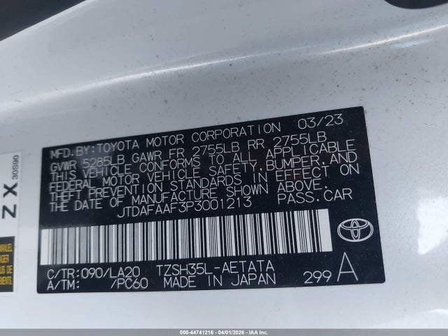 44741216 :رقم المزاد ، JTDAFAAF3P3001213 vin ، 2023 Toyota Crown Platinum مزاد بيع