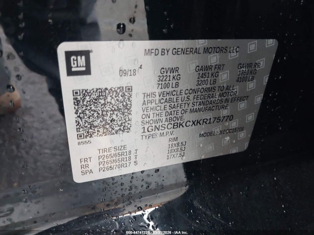 1GNSCBKCXKR175770 Chevrolet Tahoe Lt
