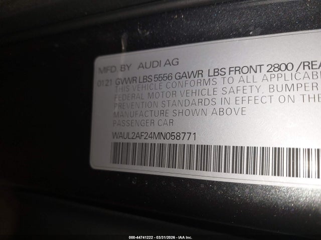 Продаж на аукціоні авто 2021 Audi A6 Premium Plus 55 Tfsi Quattro S Tronic, vin: WAUL2AF24MN058771, номер лоту: 44741222